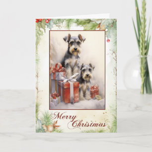 Cartes Pour Fêtes Annuelles Chiots Schnauzer Victorien Noël