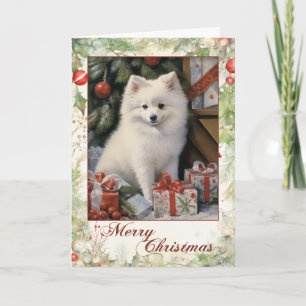 Cartes Pour Fêtes Annuelles Chiots Spitz américain victorien de Noël
