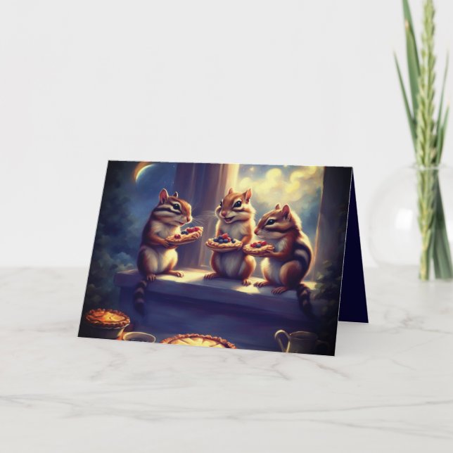 Cartes Pour Fêtes Annuelles Chipmunks and pie for your birthday  (Devant)