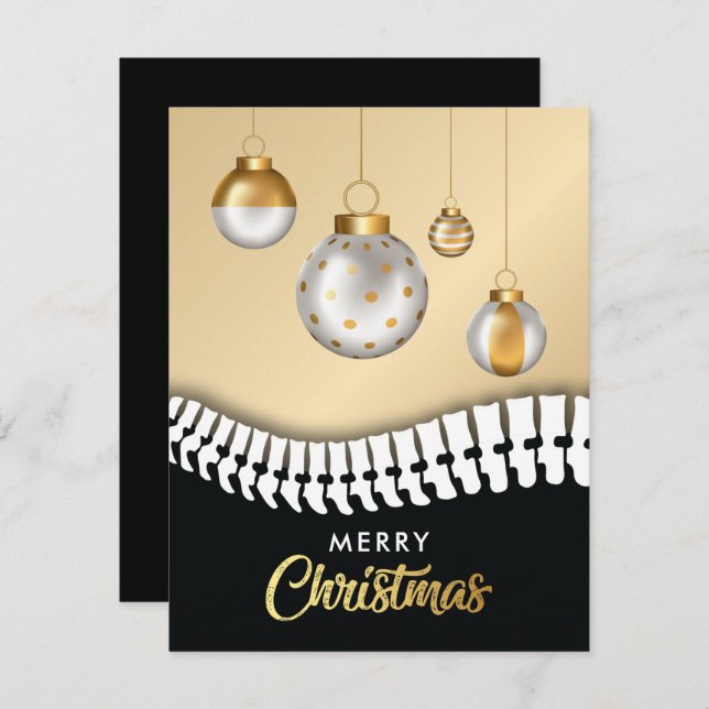 Cartes Pour Fêtes Annuelles Chiropratique de Noël Joyeux Noir et Or (Devant / Derrière)