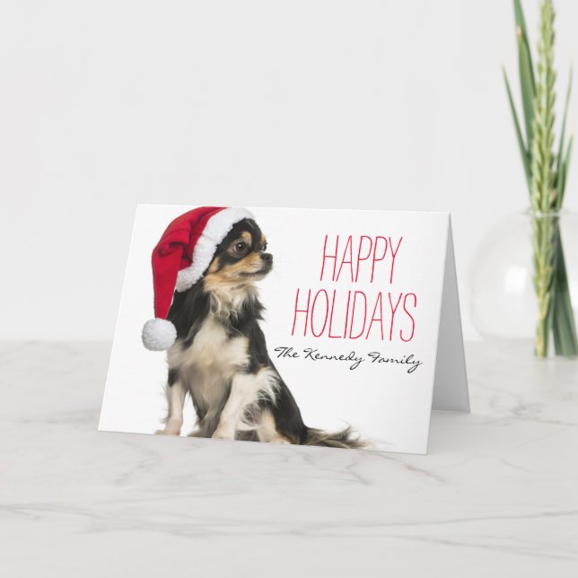 Cartes Pour Fêtes Annuelles Chiwawa utilisant un casquette de Noël (Devant)
