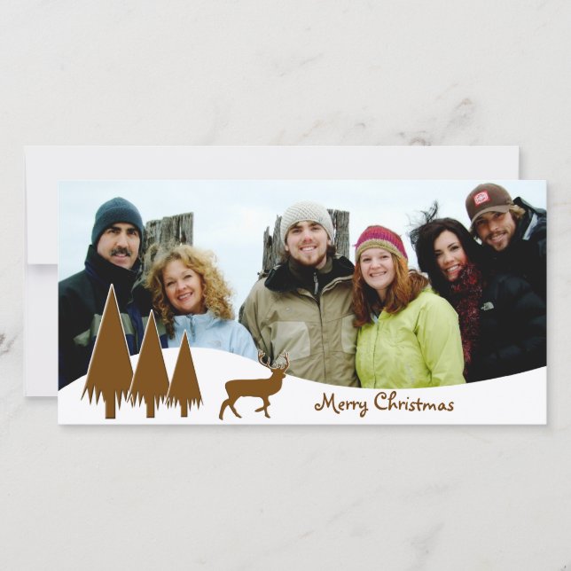 Cartes Pour Fêtes Annuelles Chocolat Arbres & Cerfs Joyeux Noël (Devant)