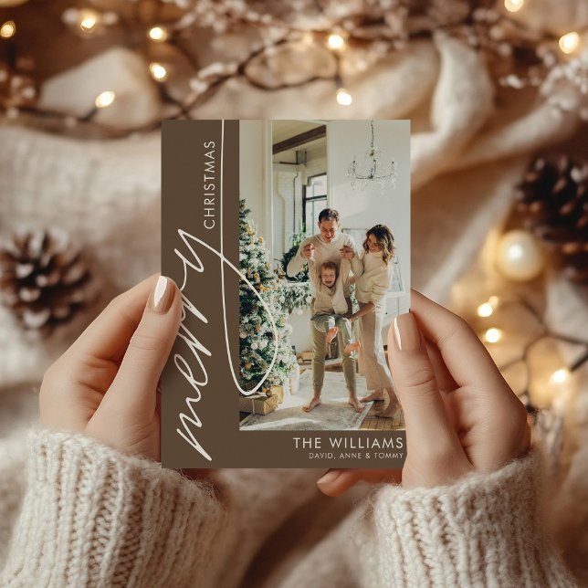 Cartes Pour Fêtes Annuelles Chocolat Brown Photo moderne Noël (Créateur téléchargé)