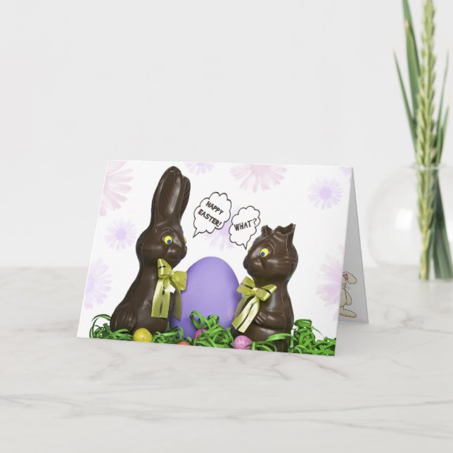 Cartes Pour Fêtes Annuelles Chocolat Bunnies de Pâques Drôle (Devant)