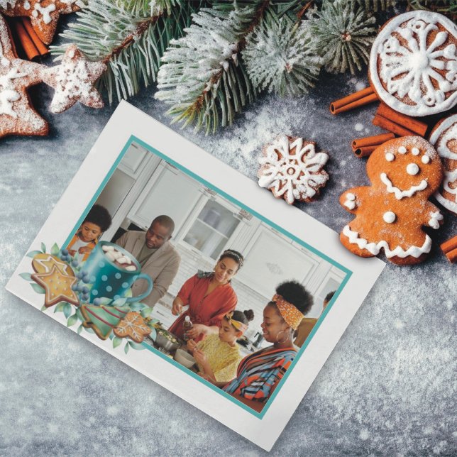 Cartes Pour Fêtes Annuelles Chocolat chaud avec des cookies et de la photo ver (Créateur téléchargé)