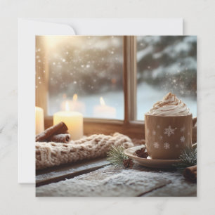 Cartes Pour Fêtes Annuelles Chocolat Chaud Confortable avec Crème et Chandelle