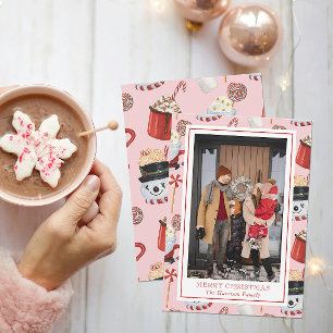 Cartes Pour Fêtes Annuelles Chocolat Chaud de Noël à l'aquarelle Photo de caca