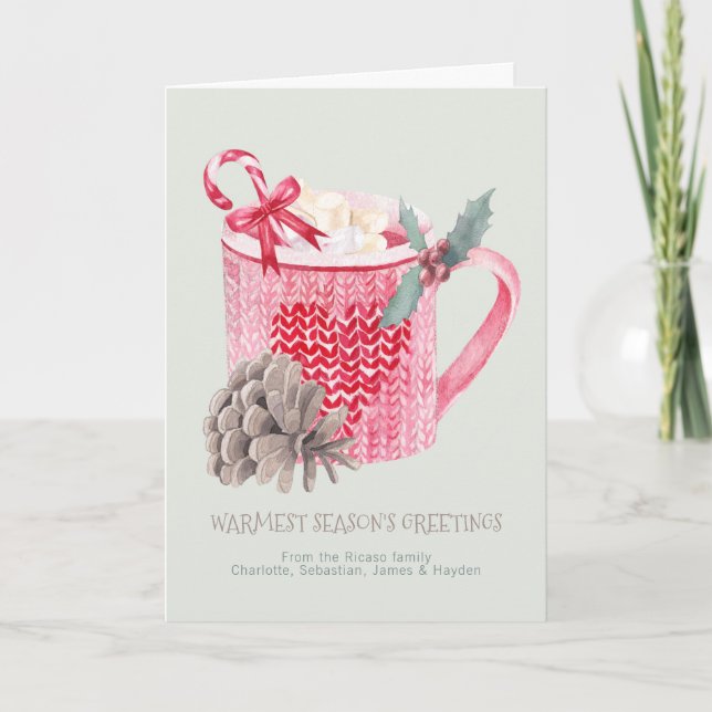 Cartes Pour Fêtes Annuelles Chocolat Chaud Joyeuses Fêtes Et Marshmallows (Devant)