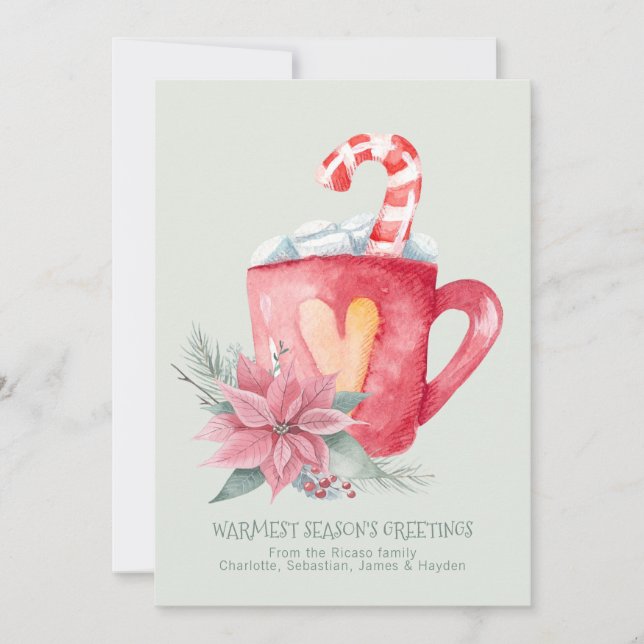 Cartes Pour Fêtes Annuelles Chocolat chaud Joyeuses Fêtes personnalisé (Devant)