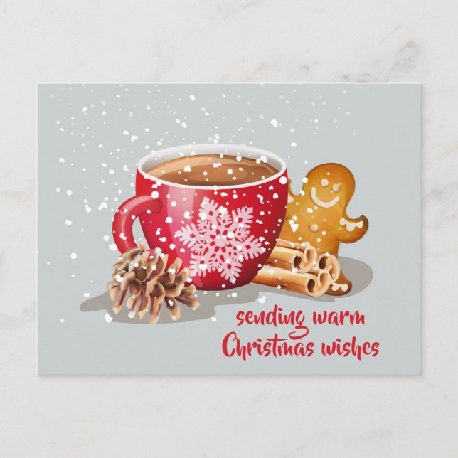 Cartes Pour Fêtes Annuelles Chocolat chaud pain d'épices voeux Noël (Devant)