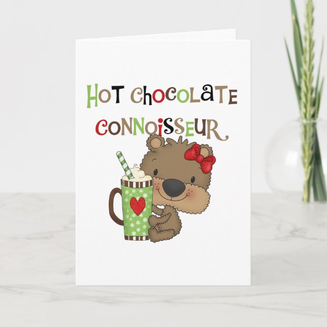Cartes Pour Fêtes Annuelles Chocolat chaudOurs de fille de connaisseur (Devant)