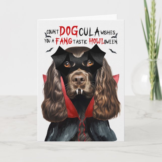 Cartes Pour Fêtes Annuelles Chocolat Cocker Chien Drôle Nombre Drôle DOGcula H (Devant)