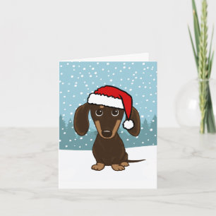 Cartes Pour Fêtes Annuelles Chocolat Dachshund Père Noël Wiener Chien Noël