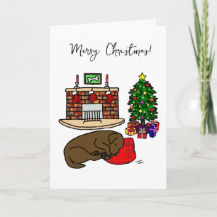 Cartes Pour Fêtes Annuelles Chocolat de Noël Labrador Dormir