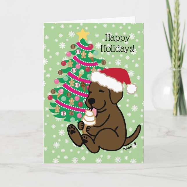 Cartes Pour Fêtes Annuelles Chocolat de Noël Lique de crème glacée Labrador (Devant)