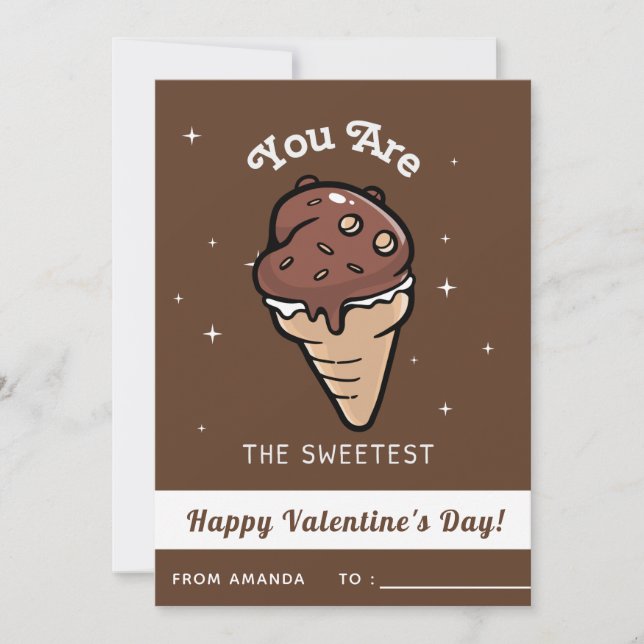 Cartes Pour Fêtes Annuelles Chocolat Ice-Cream enfants Saint-Valentin à l'écol (Devant)