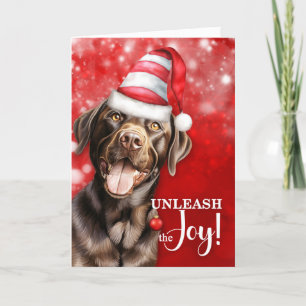 Cartes Pour Fêtes Annuelles Chocolat Lab Chien déchaîner la joie Noël