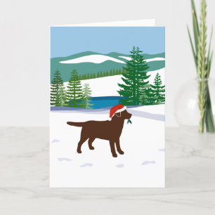 Cartes Pour Fêtes Annuelles Chocolat Labrador Christmas Winter View