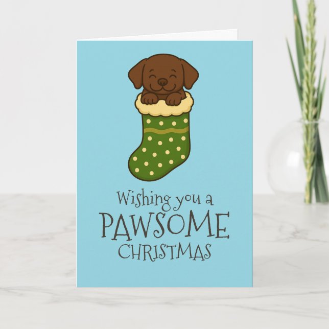 Cartes Pour Fêtes Annuelles Chocolat Labrador en stock Noël (Devant)