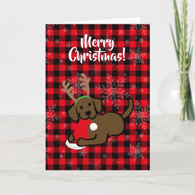 Cartes Pour Fêtes Annuelles Chocolat Labrador et bande dessinée de Noël de (Devant)