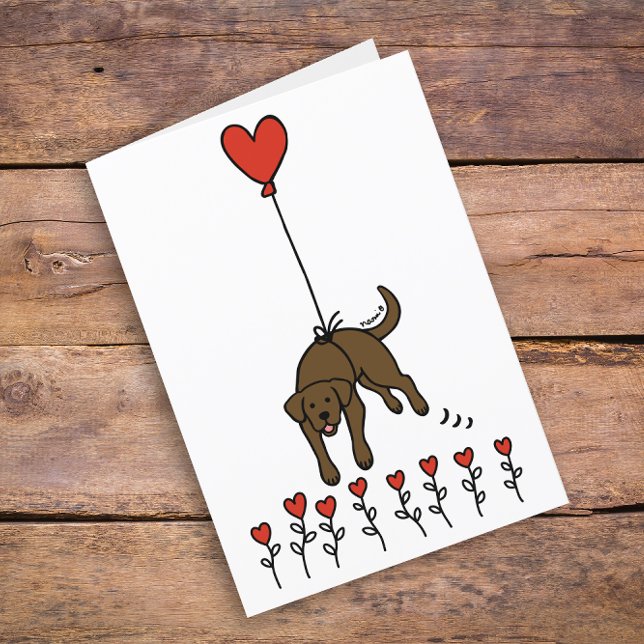 Cartes Pour Fêtes Annuelles Chocolat Labrador Heart Balloon Merci (Cute Chocolate Labrador Heart Balloon Design Thank You Cards for Chocolate Labrador Owners. )