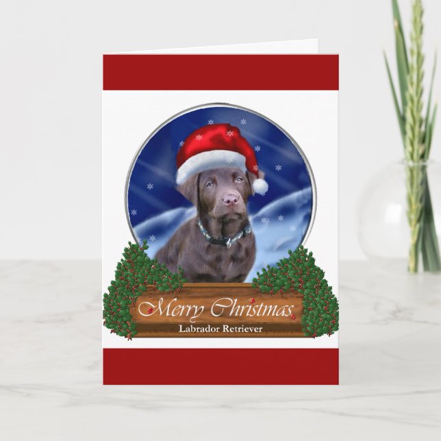 Cartes Pour Fêtes Annuelles Chocolat Labrador Retriever Cadeaux de Noël (Devant)