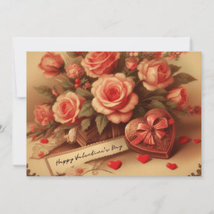 Cartes Pour Fêtes Annuelles Chocolats et fleurs de la Saint-Valentin vintage