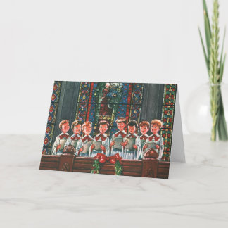 Cartes Pour Fêtes Annuelles Chœur d'enfants chantant Noël vintage dans une égl