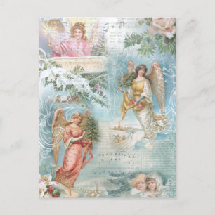 Cartes Pour Fêtes Annuelles Chorale des Anges de Noël Vintage Collage