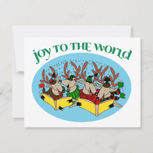 Cartes Pour Fêtes Annuelles Chorale Reindeer - Joy to the World (Devant)