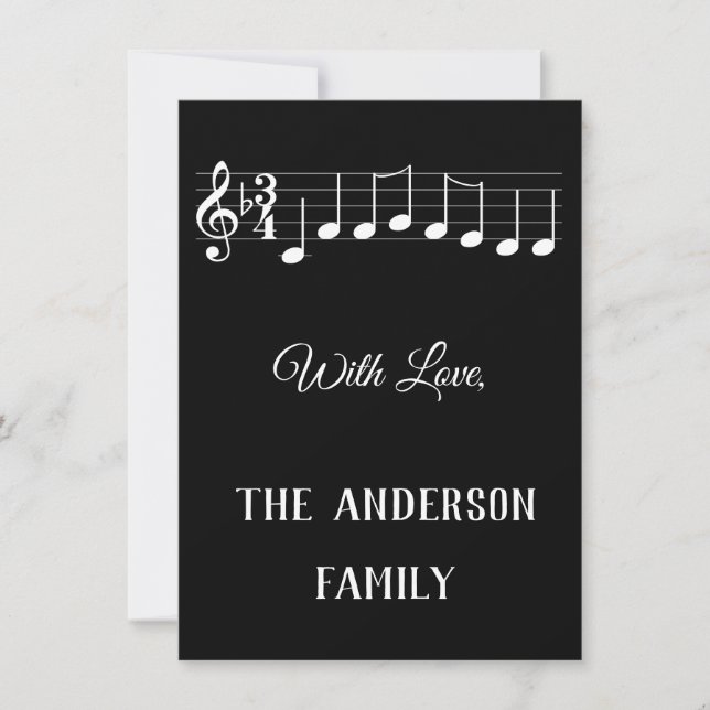 Cartes Pour Fêtes Annuelles Chords We Wings you a Joyeux Noël Notes musicales (Devant)