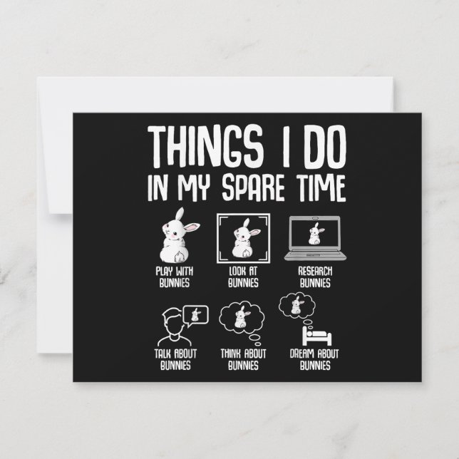 Cartes Pour Fêtes Annuelles Choses que je fais dans mon temps libre Lapin (Devant)