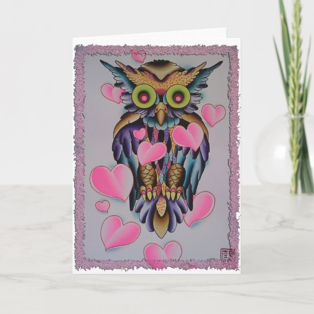 Cartes Pour Fêtes Annuelles chouette (Devant)