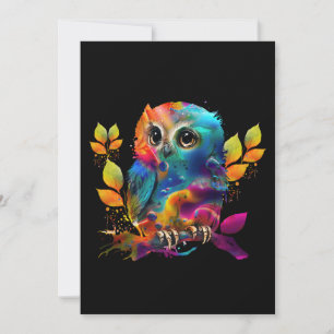 CARTES POUR FÊTES ANNUELLES CHOUETTE ABSTRAIT COLORÉ