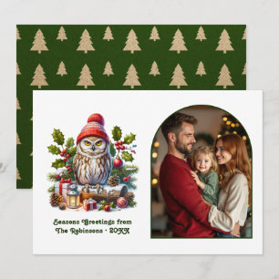 Cartes Pour Fêtes Annuelles Chouette de la forêt de Woodland Noël Magie Photo