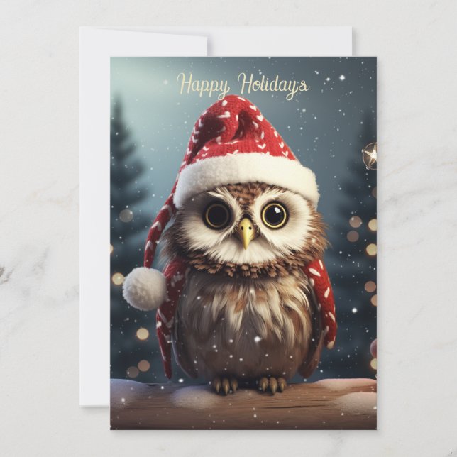 Cartes Pour Fêtes Annuelles Chouette de Noël (Devant)