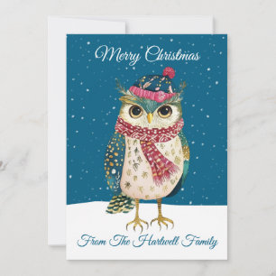 Cartes Pour Fêtes Annuelles Chouette de style d'art folklorique fantaisiste pe