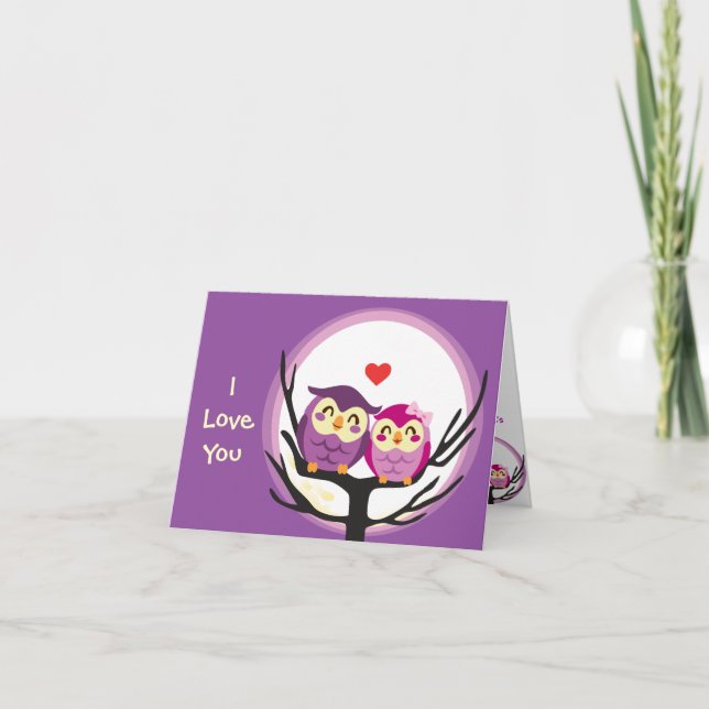 Cartes Pour Fêtes Annuelles Chouette Love Couple (Devant)
