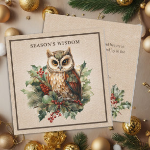 Cartes Pour Fêtes Annuelles Chouette rustique vintage bois toile de jute