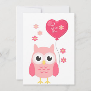 Cartes Pour Fêtes Annuelles Chouette Valentines Rose Mignonne Je T'Aime