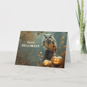 Cartes Pour Fêtes Annuelles Chouette vintage Halloween et citrouilles Jack O L