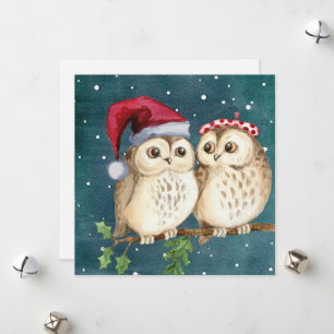 Cartes Pour Fêtes Annuelles Chouettes de Noël vintage plates