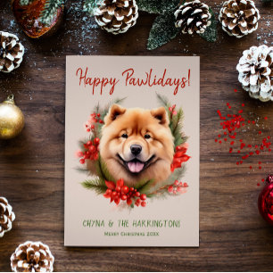 Cartes Pour Fêtes Annuelles Chow Chow Chien Noël Joyeux Pawlidays Howlidays