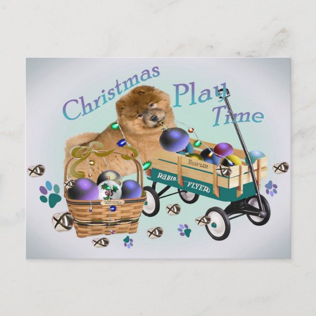 Cartes Pour Fêtes Annuelles Chow Chow Christmas Jouer des cadeaux (Devant)