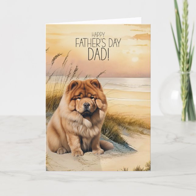Cartes Pour Fêtes Annuelles Chow Chow Dog Sunset Beach Father's Day (Devant)