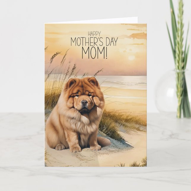 Cartes Pour Fêtes Annuelles Chow Chow Dog Sunset Beach Mother's Day (Devant)