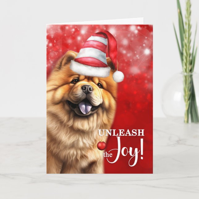 Cartes Pour Fêtes Annuelles Chow Chow Dog Unleash the Joy Christmas (Devant)
