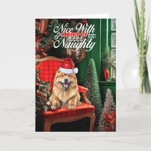 Cartes Pour Fêtes Annuelles Chow Chow Père Noël Chien de Noël Naughty ou Nice