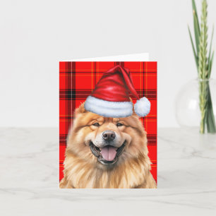 Cartes Pour Fêtes Annuelles Chow Chow Père Noël Chien Rouge Plaid Noël