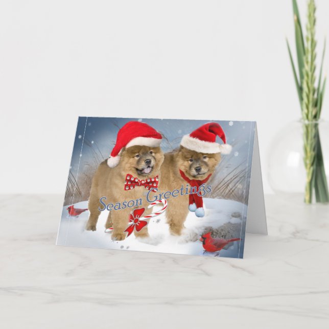 Cartes Pour Fêtes Annuelles Chow Chow winter scene season greetings cards (Devant)